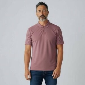 Rhone Delta Pique Polo Mens Medium Pink Short Sleeve Golf Stretch Performance